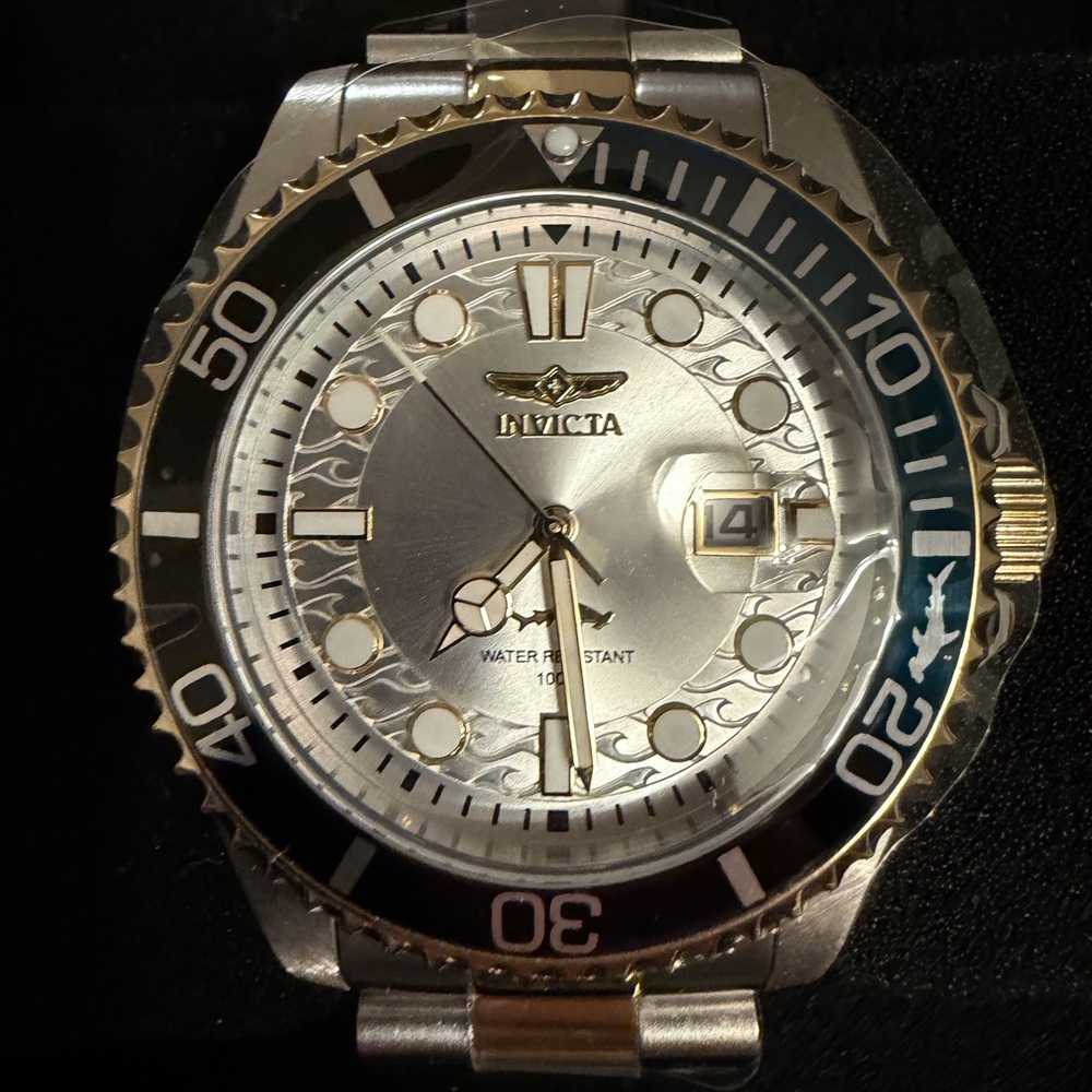 Invicta PRO DIVER Steel and Gold Diver Watch with Black Bezel 43mm